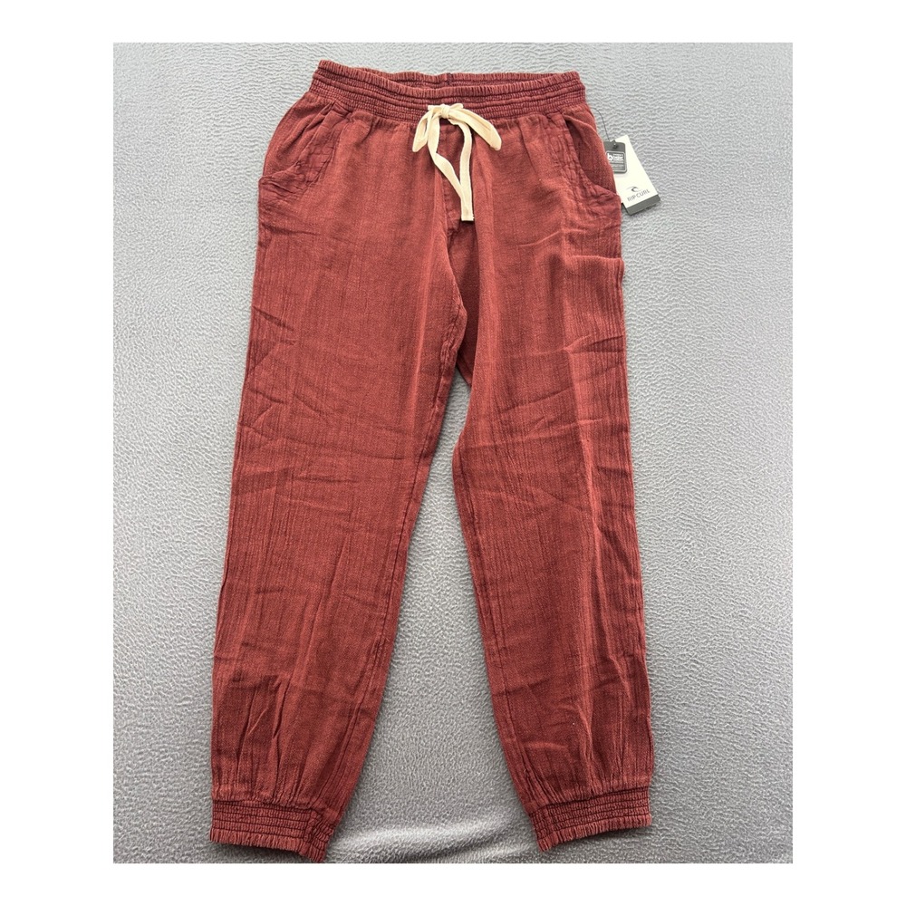 Rip Curl Classic Surf Pants Womens Sz XS Marsala Red Cotton Gauze Jogger NWT